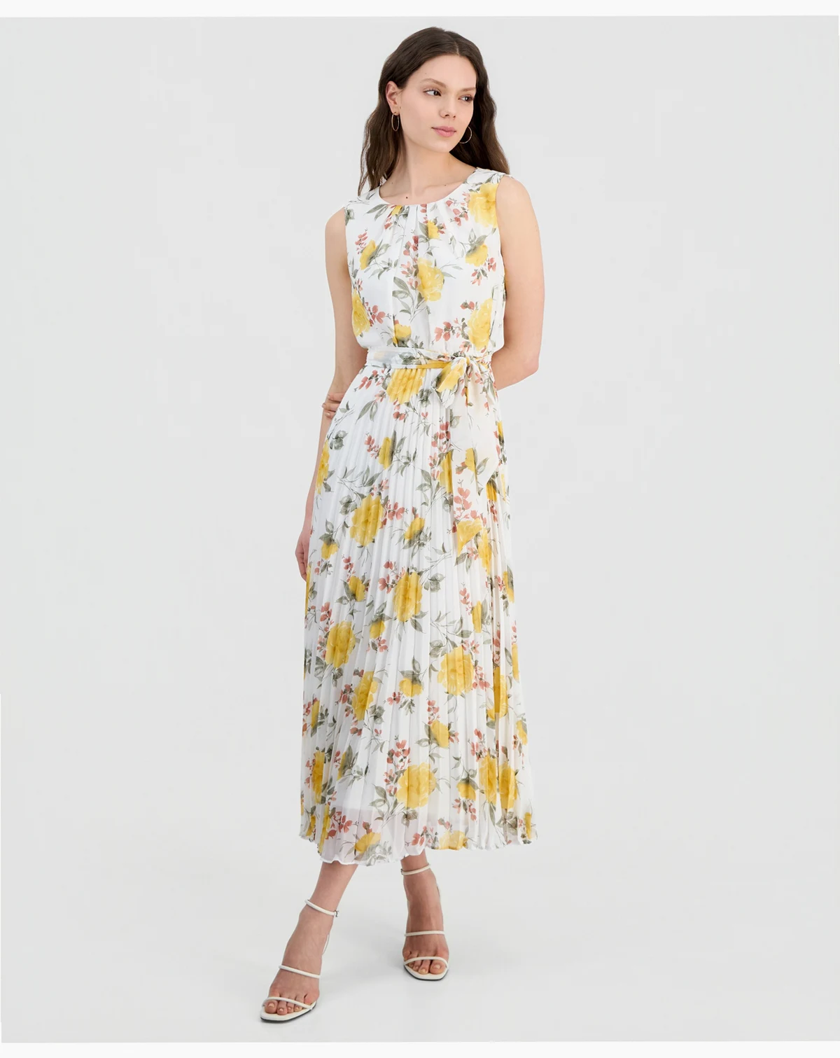 Petite Printed Pleated Maxi Dress