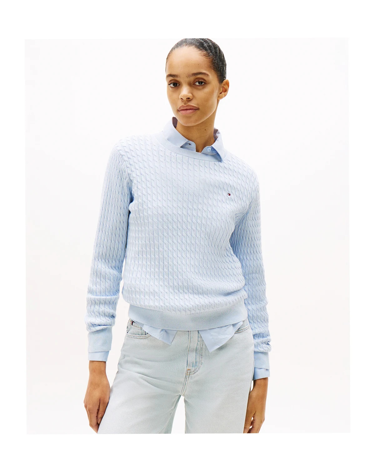 Women's Fine Gauge Cable Crewneck Top