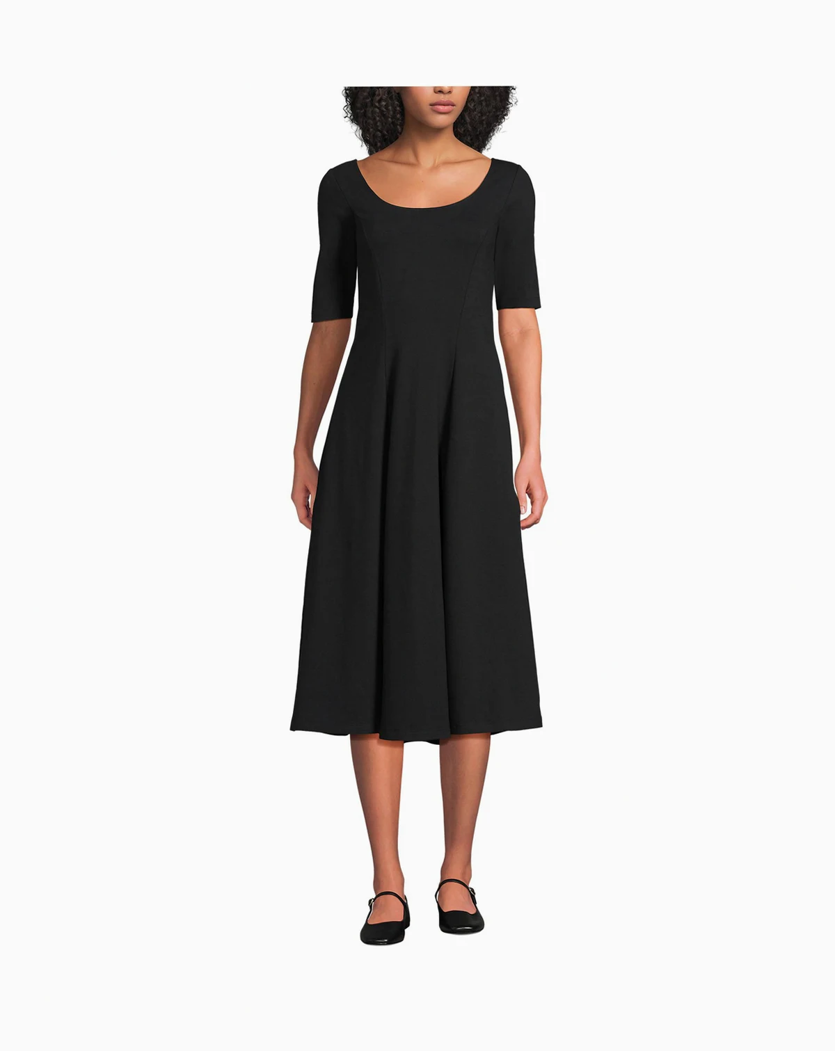Women's Starfish Elbow Sleeve Midi Fit and Flare Dress