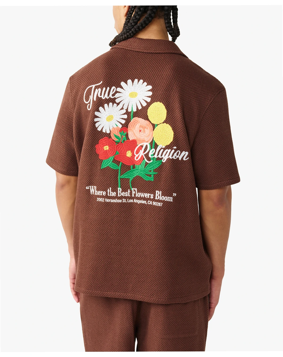 Men's Short-Sleeve Blooms Knit Camp Shirt
