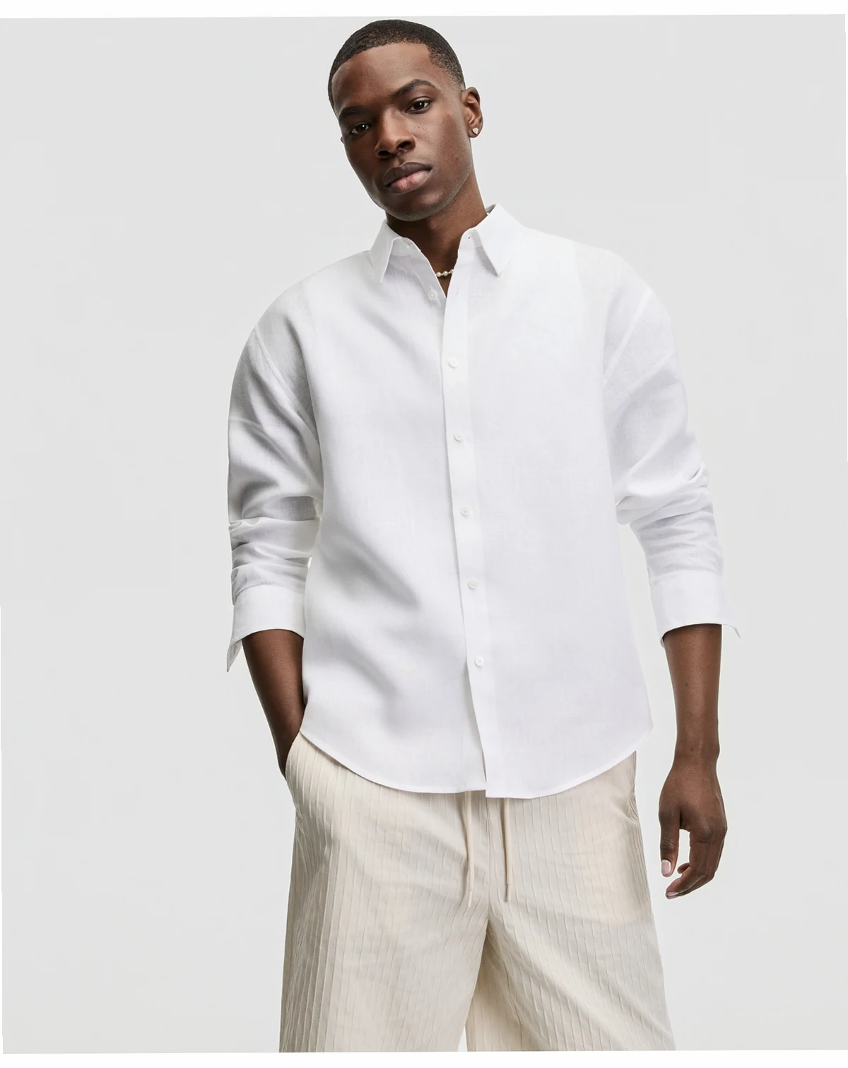 Men's Relaxed-Fit Long-Sleeve Linen Shirt, Macy's Exclusive