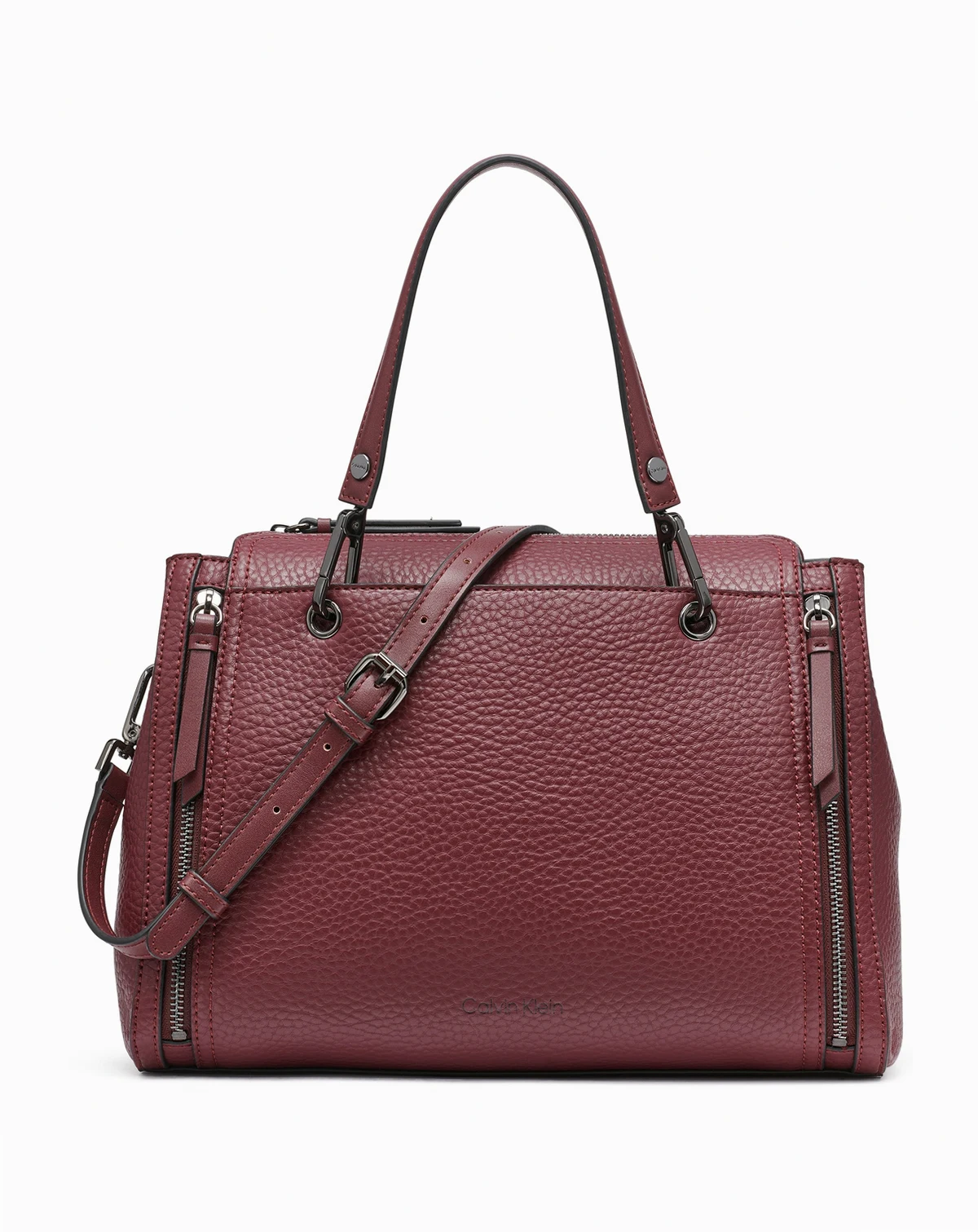 Garnet Triple Compartment Top Zipper Satchel