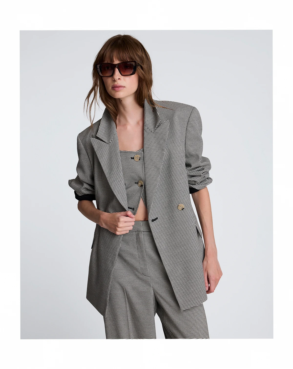 Women's Houndstooth Double-Breasted Jacket
