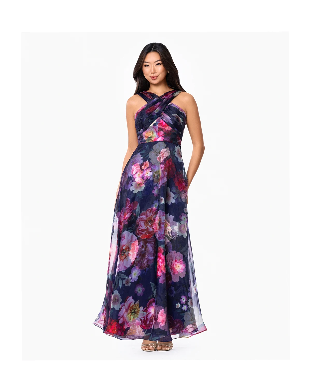 Petite Sleeveless Halter Neck Ball Gown