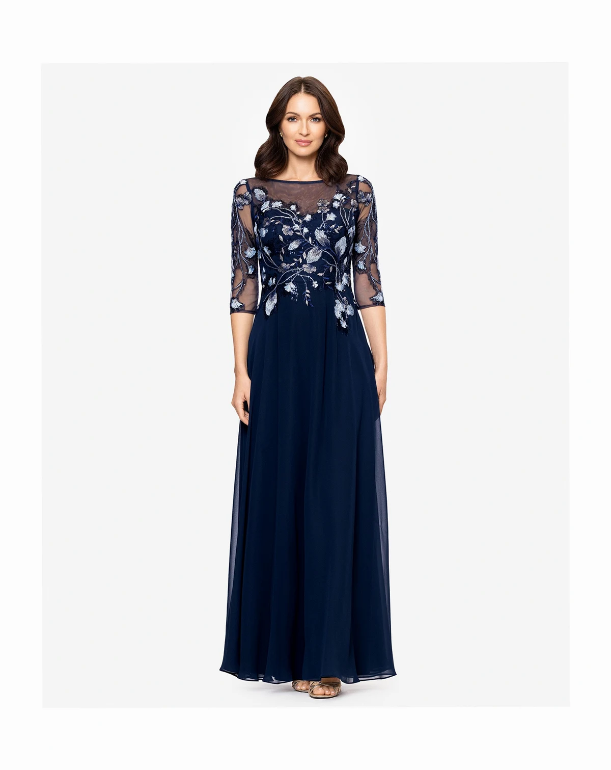 Petite A-Line Embroidered Dress