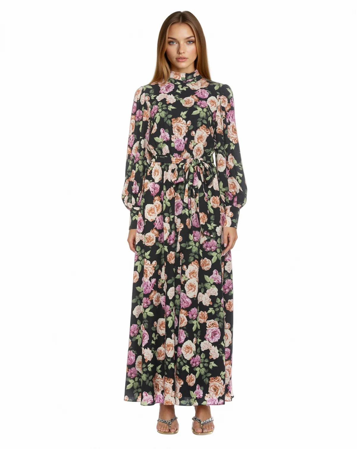 Women's Isaliah Mockneck Blouson Sleeve Maxi Dress