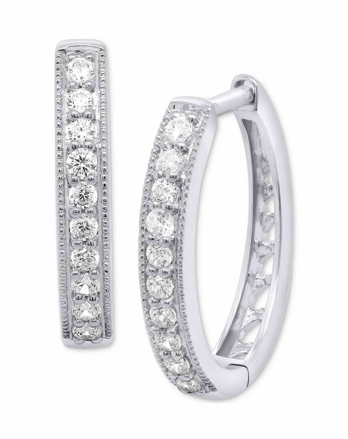 Lab-Created Diamond Small Hoop Earrings (1/2 ct. t.w.) in Sterling Silver or 14k Gold-Plated Sterling Silver