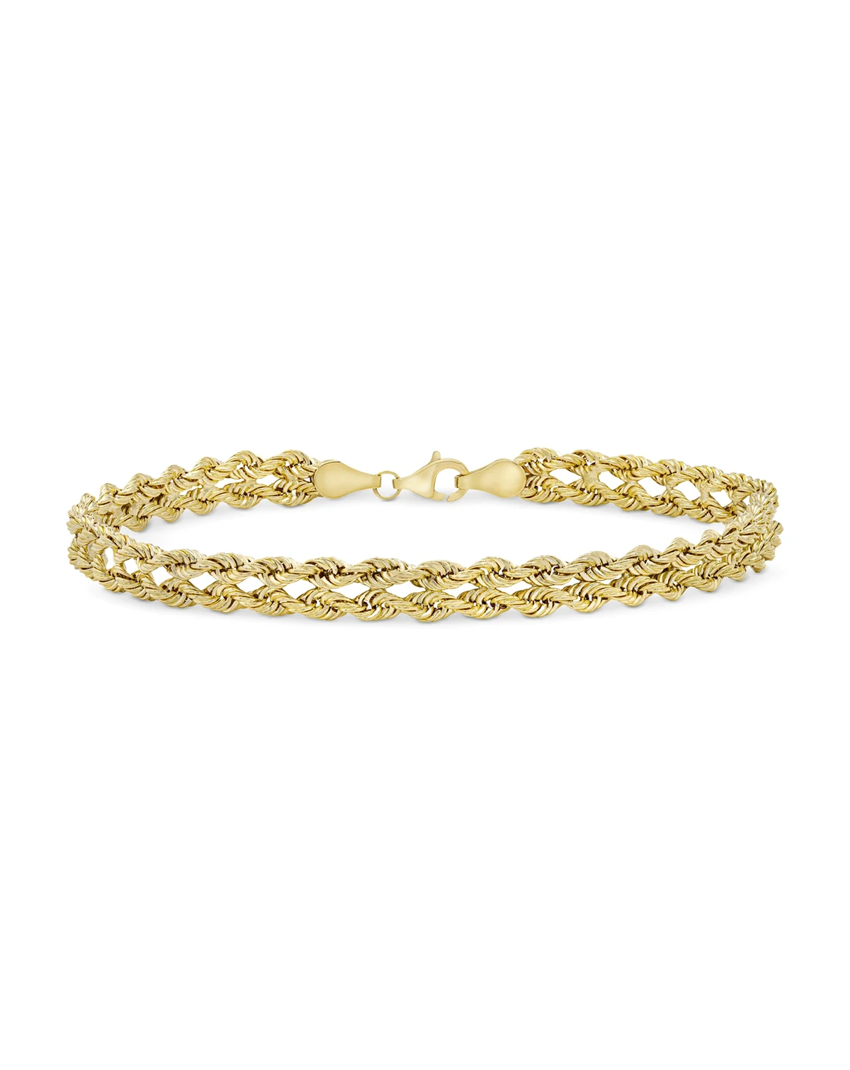Double Row Twisted Heart Link Bracelet in 14k Gold