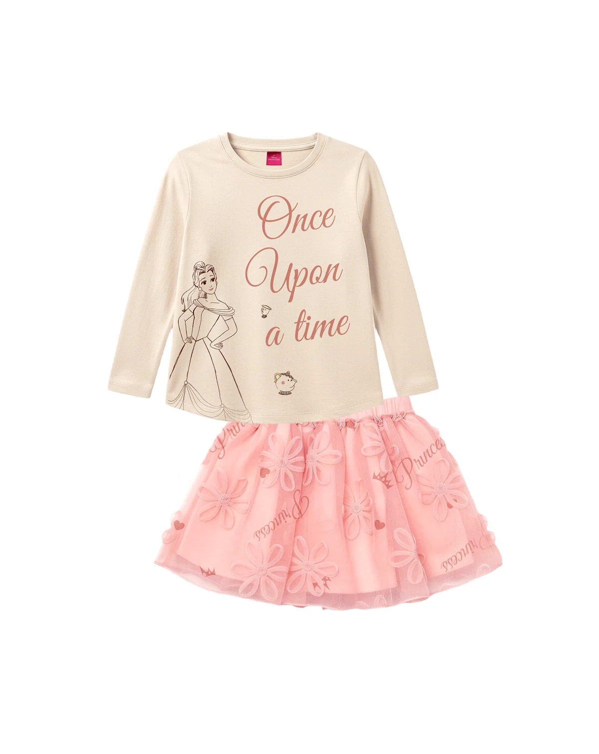 Girls' 2T-6X Long-Sleeve T-Shirt and Skirt, 2-Piece Set