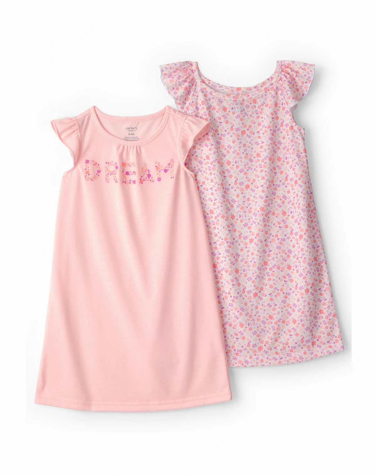 Girls' 2-14 'Dream' Floral Loose-Fit Night Gown, 2-Pack