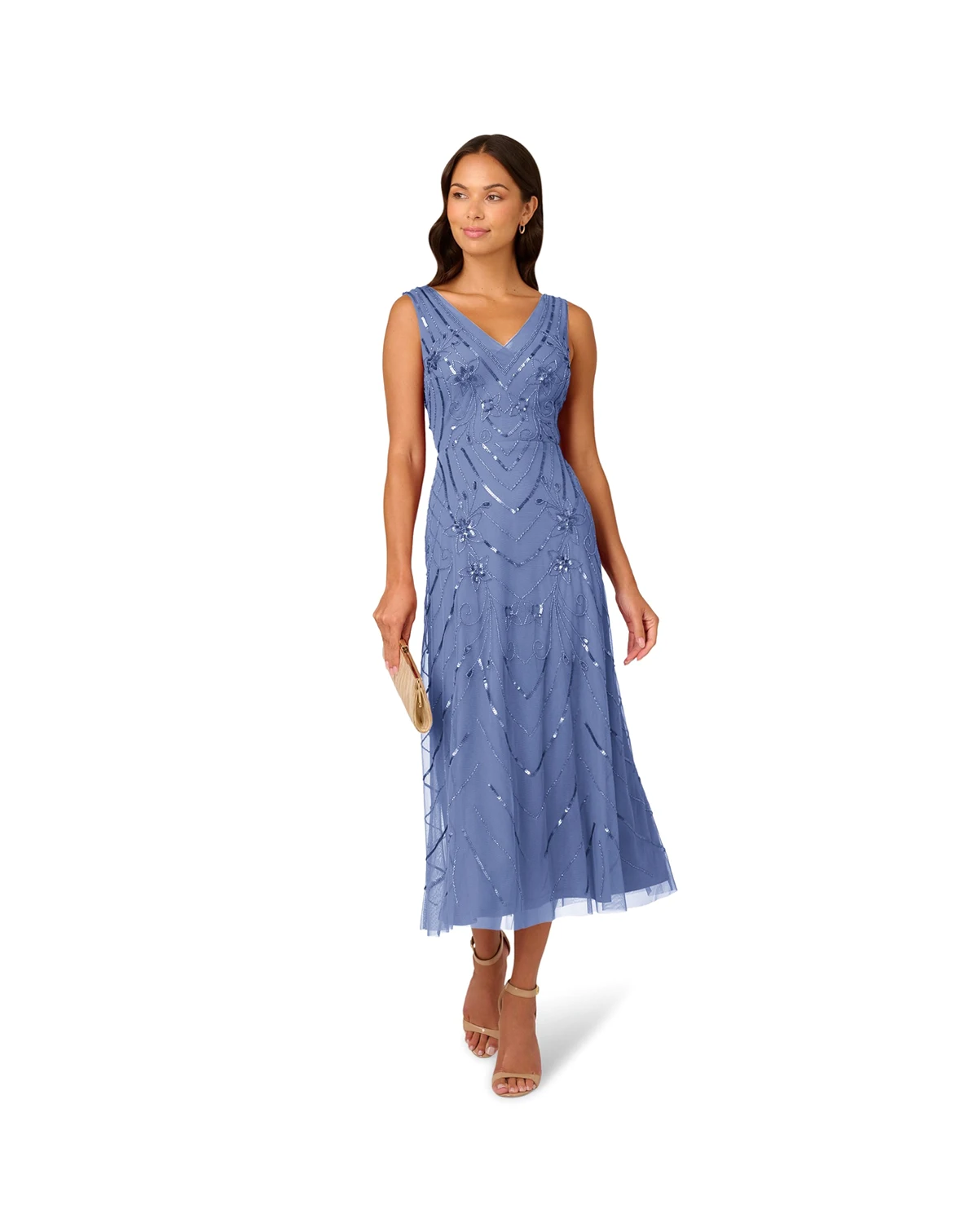 Petite Beaded Mesh Dress