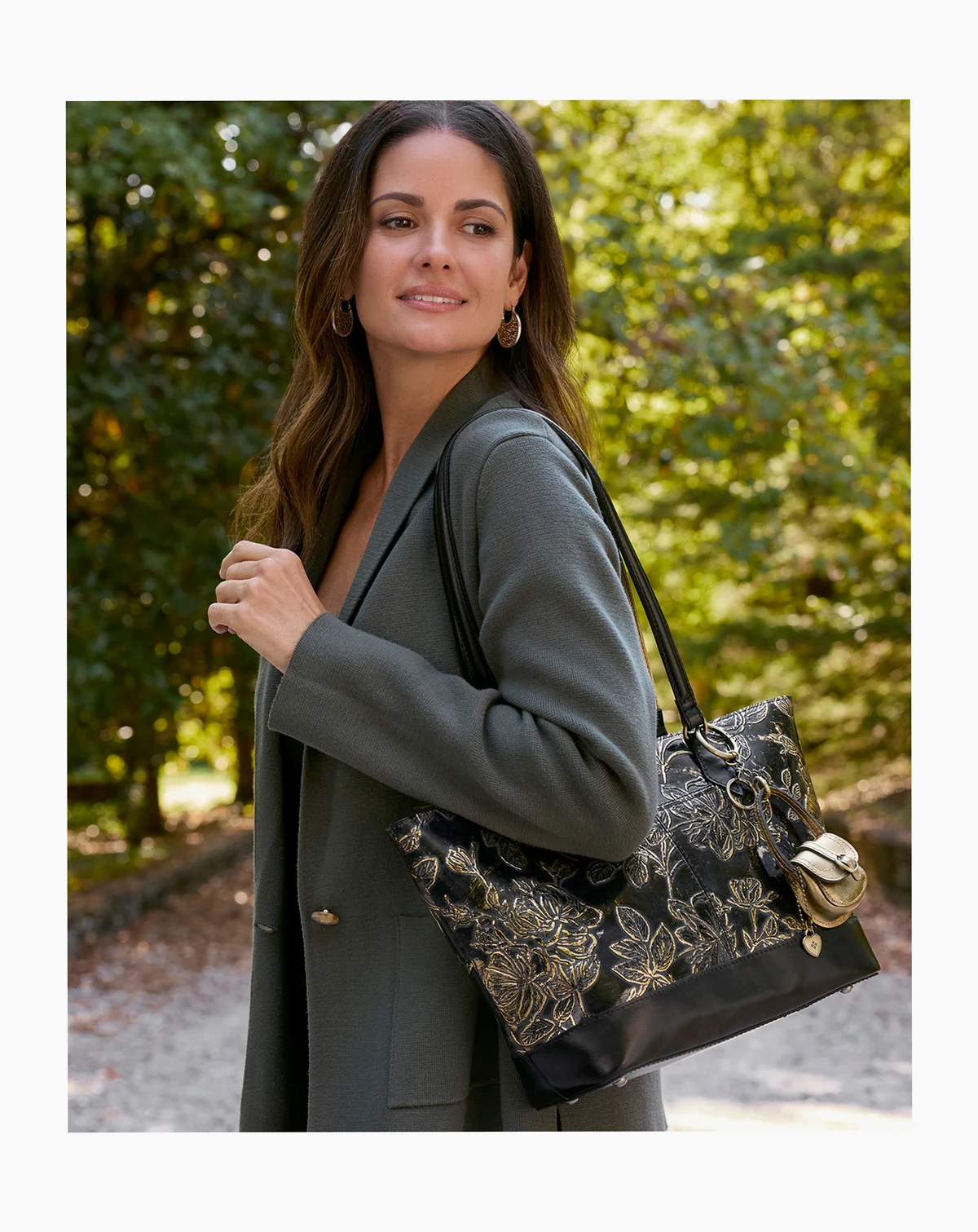 Meka Bark Leaves Medium Leather Tote Bag, Macy's Exclusive
