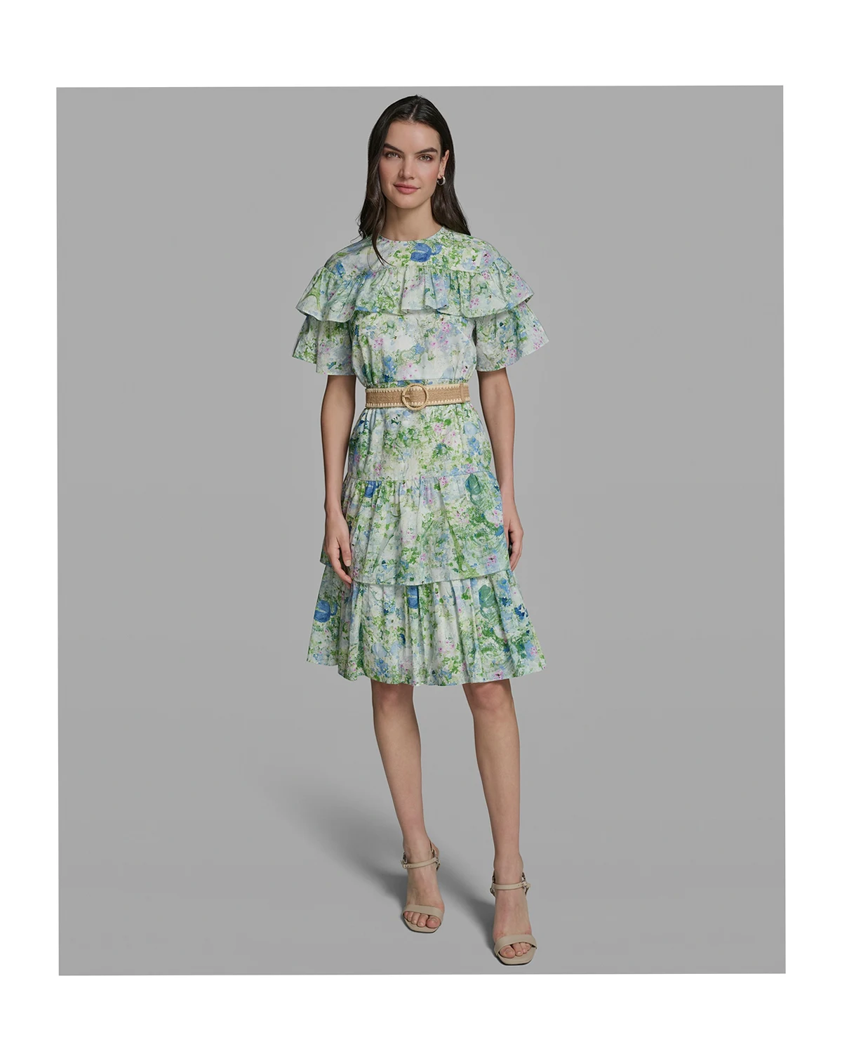 Women's Short-Sleeve Crewneck Printed Dress