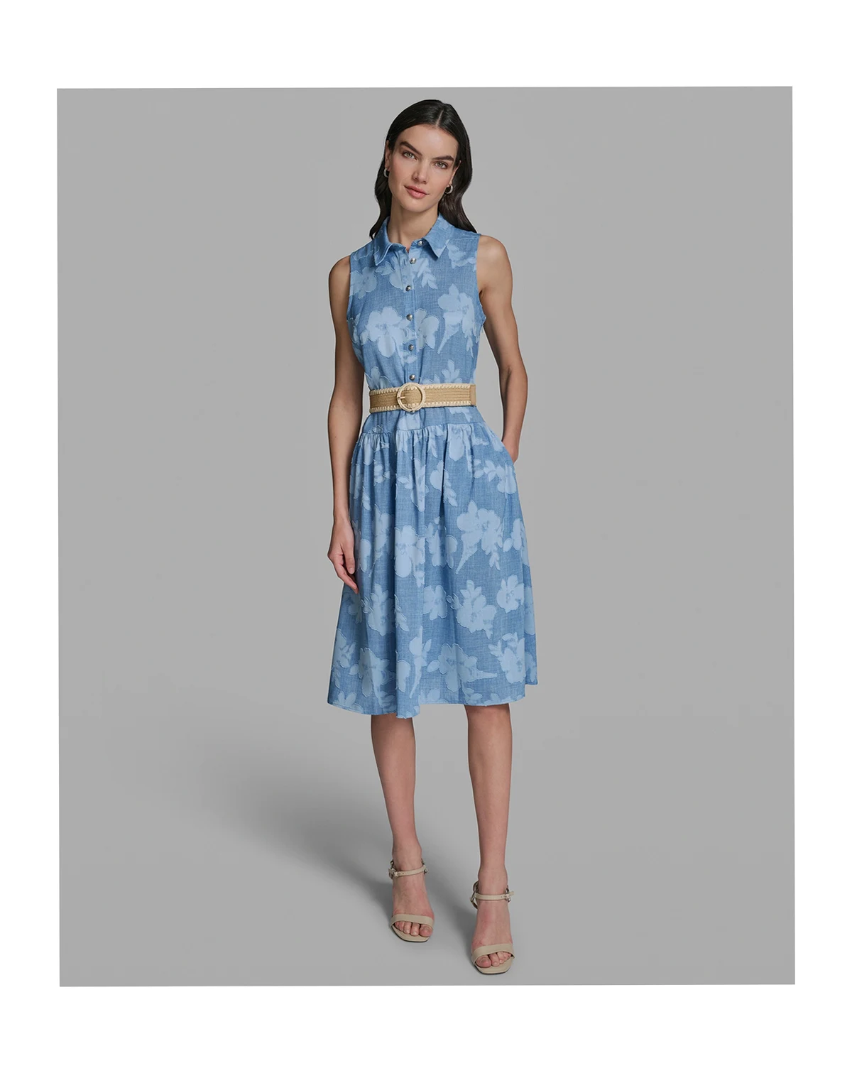 Women's Sleeveless Collared Burnout Dress
