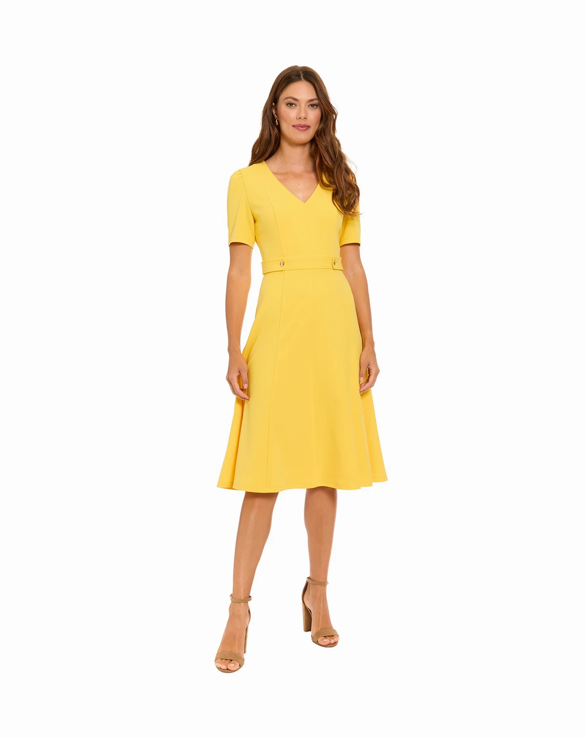 Women's V-Neck Side Tab Midi Dress