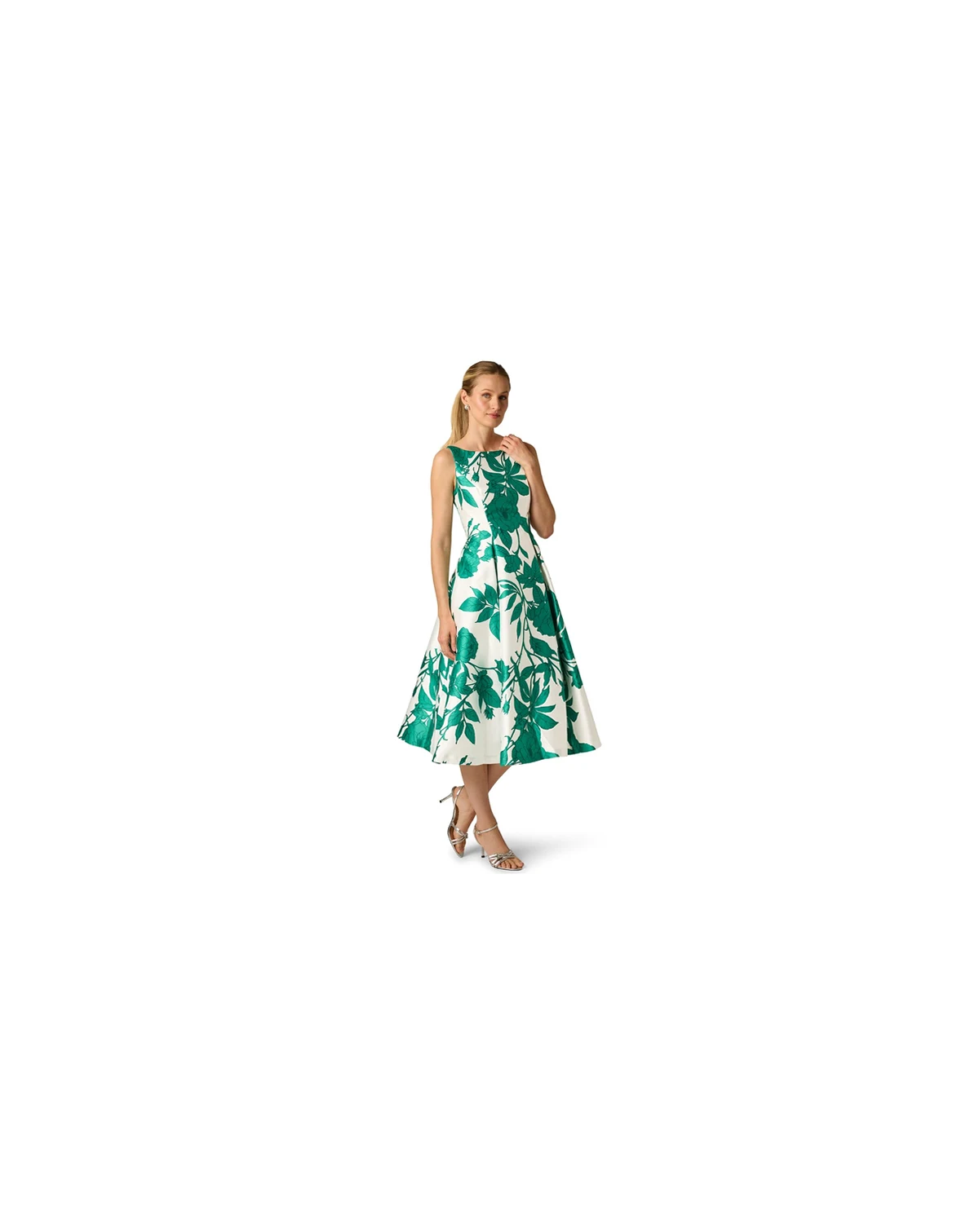 Women's Boat Neck Tea Length Gown