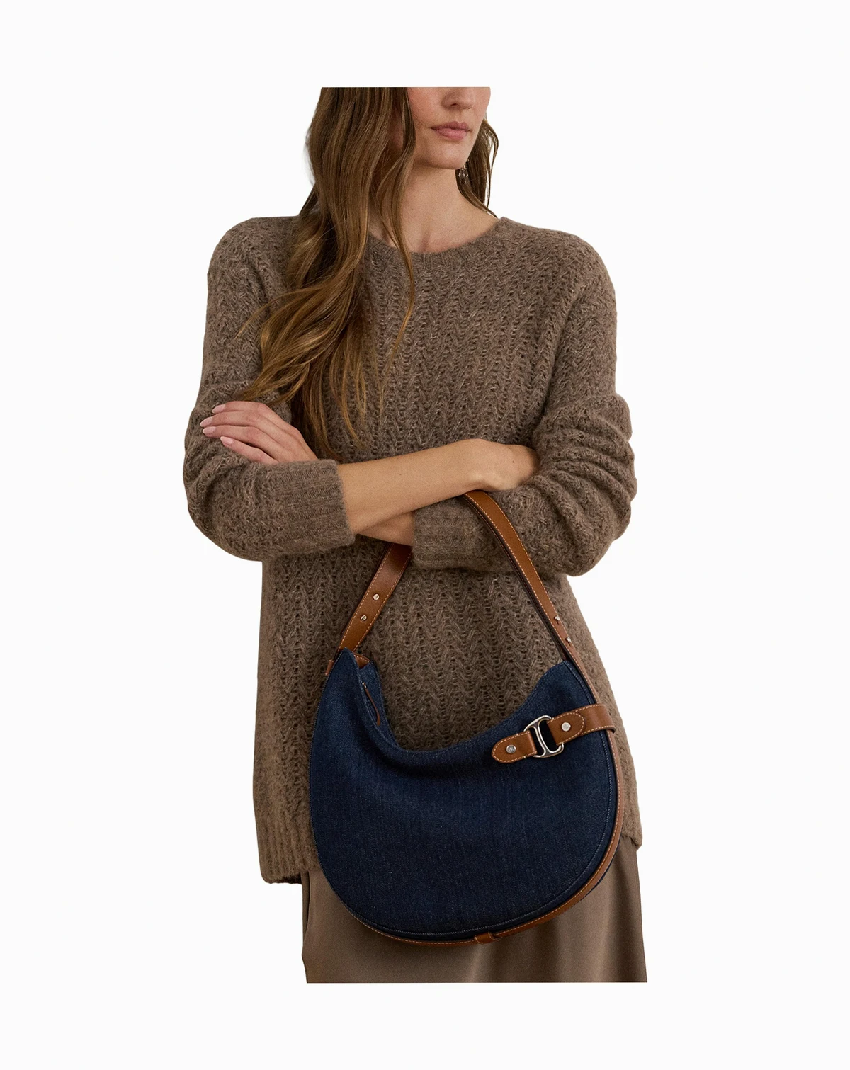 Tasha Large Denim Shoulder Bag