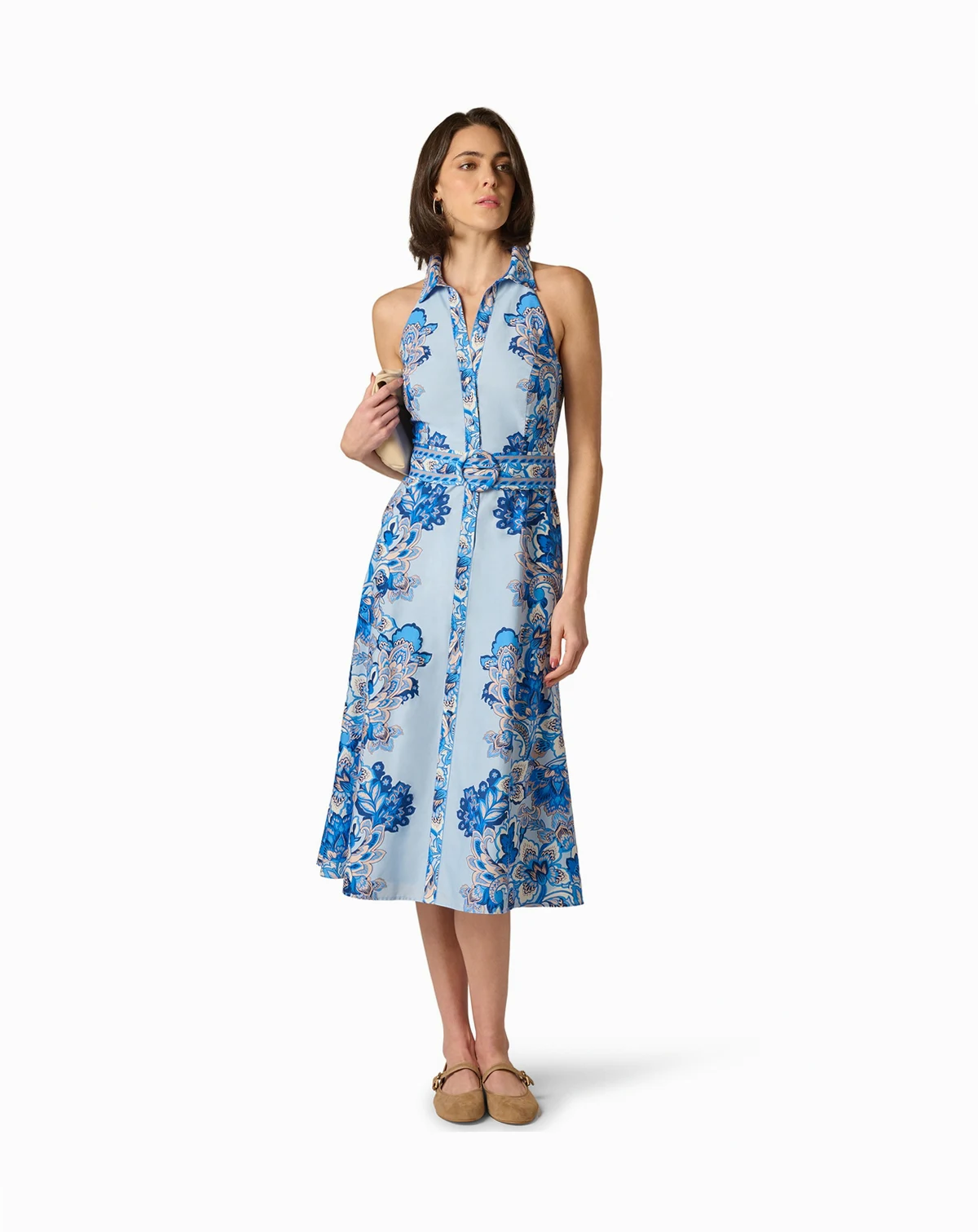 Women's Printed Halter Neck Shirt Dress