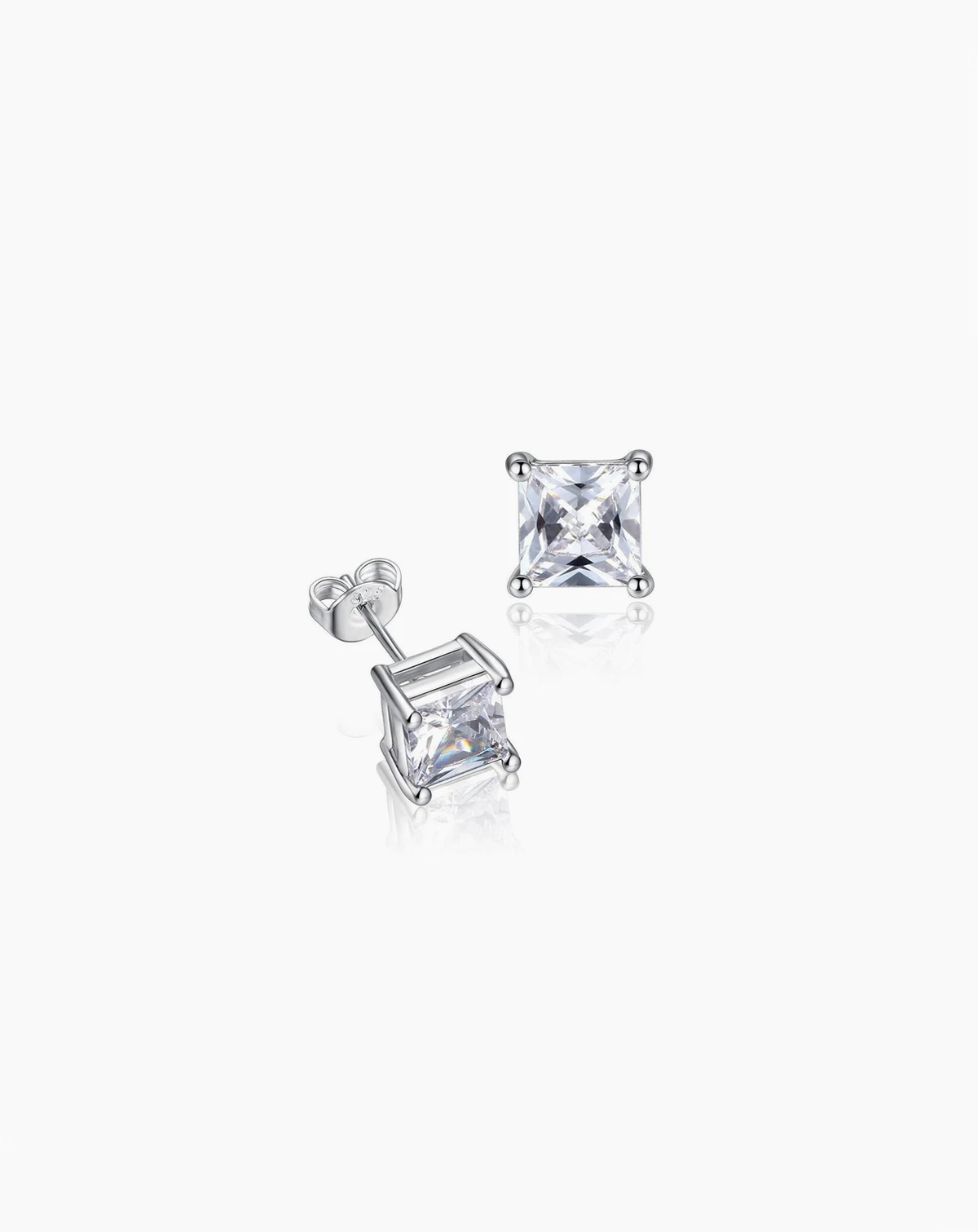 Half Carat Princess Cut Cubic Zirconia Stud Earrings