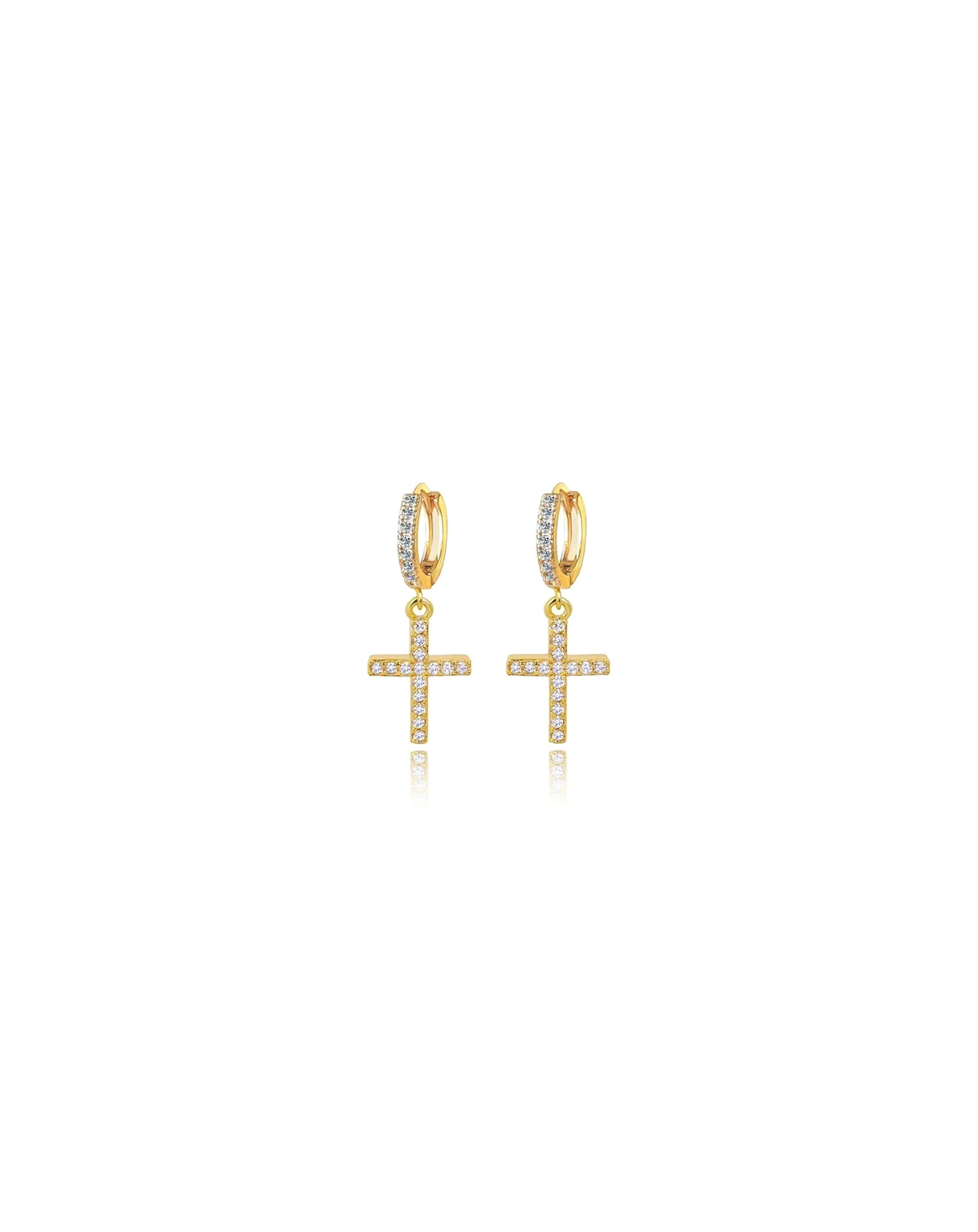 Cross Huggie Earrings with Cubic Zirconia