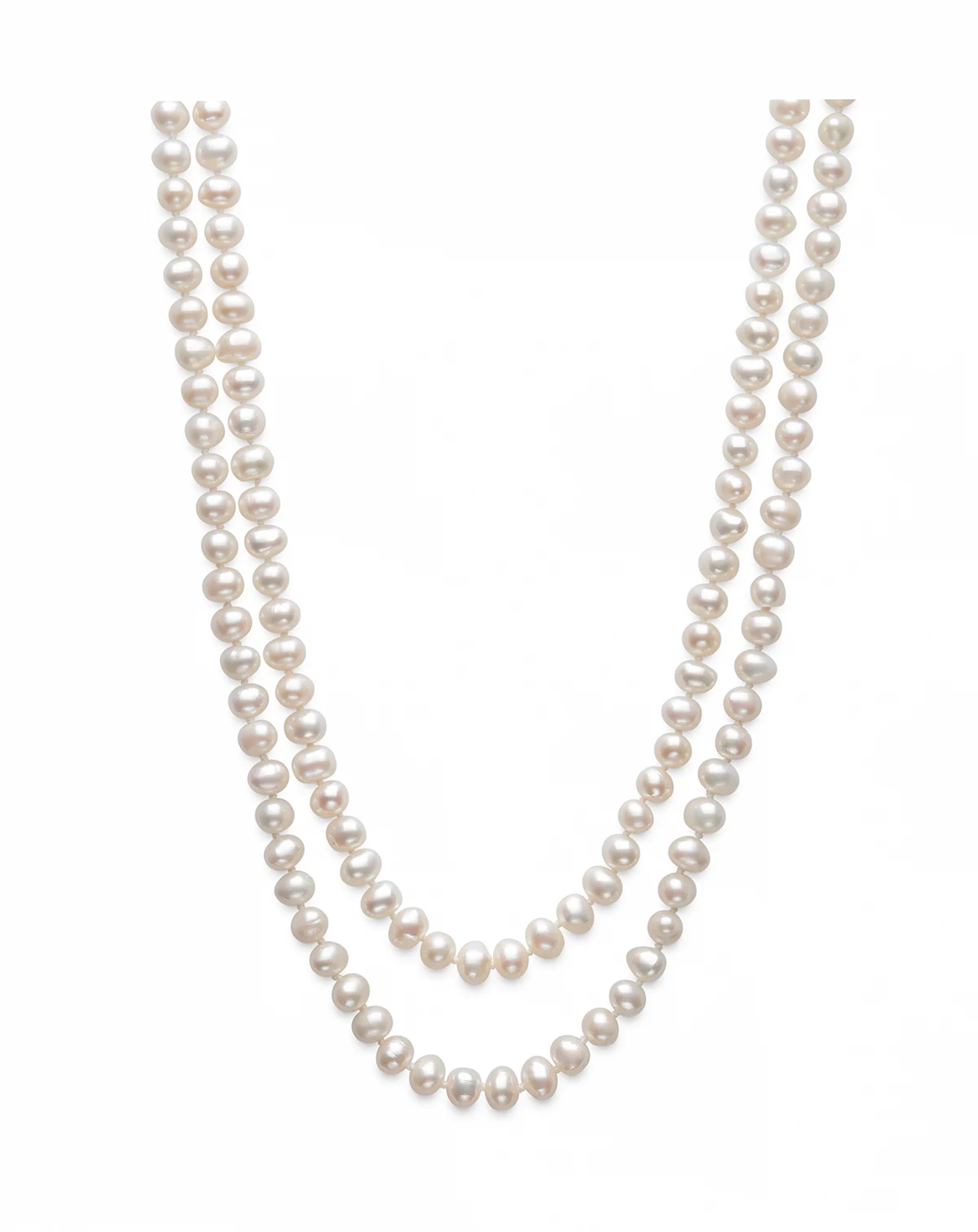 6-7mm Freshwater Pearl 2-Row Necklace in Sterling Sliver