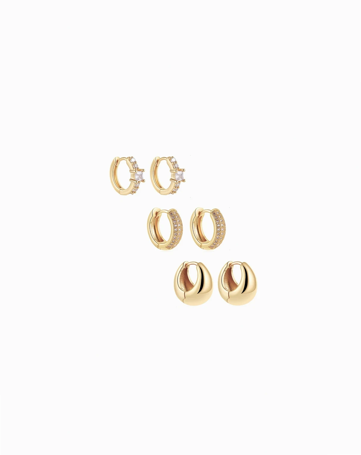 Dainty Huggie Hoop Earrings -3 Pairs