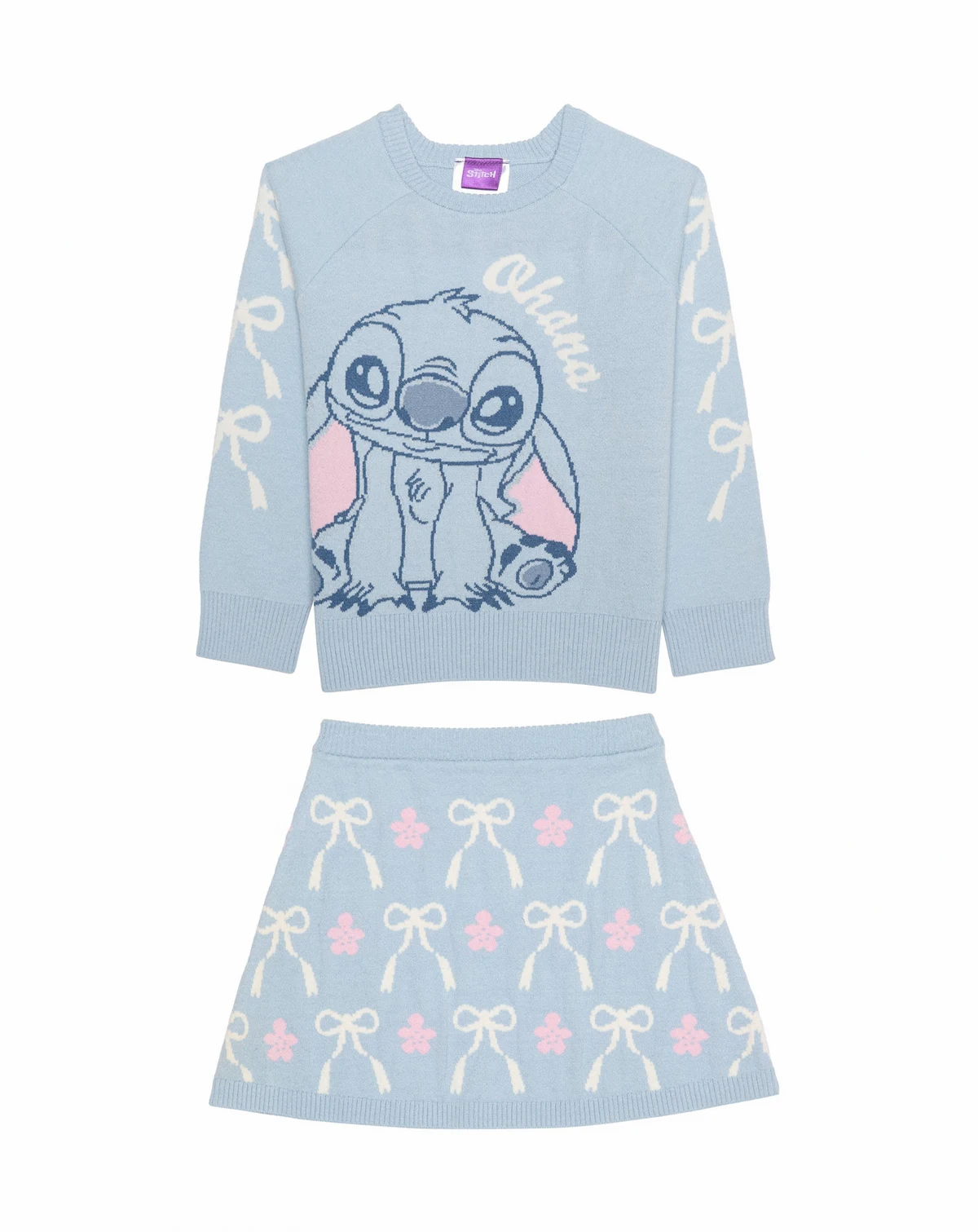 Girls' 2T-6X Stitch Long-Sleeve Top and Skirt, 2-Piece Set