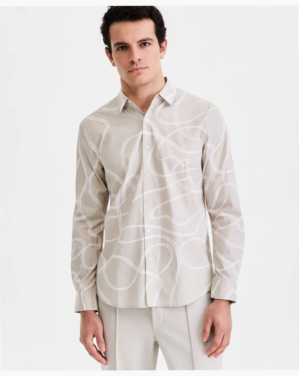 Men's Long-Sleeve Fluid Swirl Poplin Shirt, Macy's Exclusive