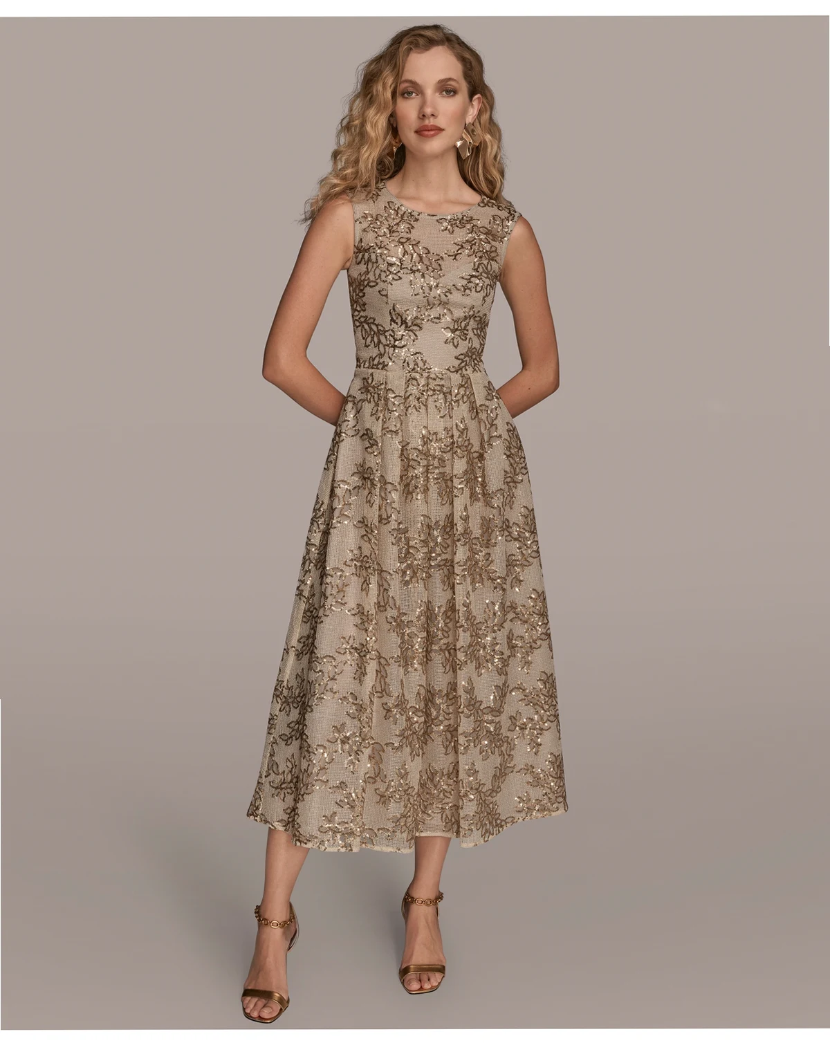 Women's Sleeveless Floral A-line Dress