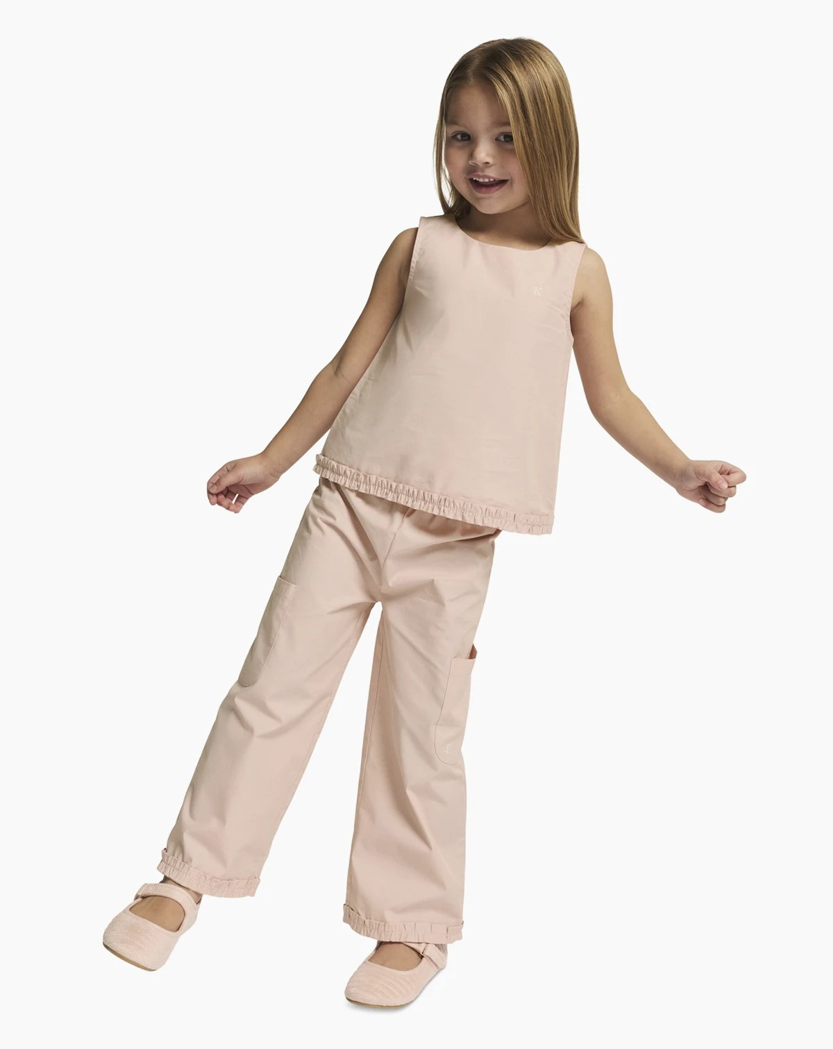 Toddler Girls' 2T-4T and Girls' 4-6X Ribbed Round Neck T-Shirt and Pants, 2-Piece Set