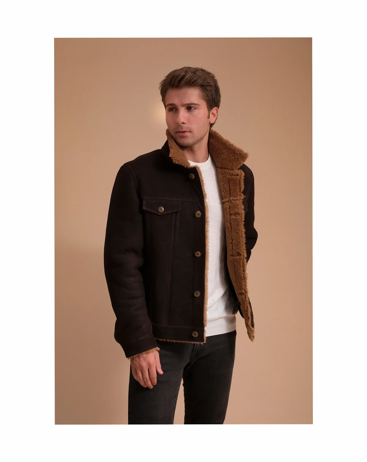 Men's Sheepskin Jacket, Brown, Created for Macy's