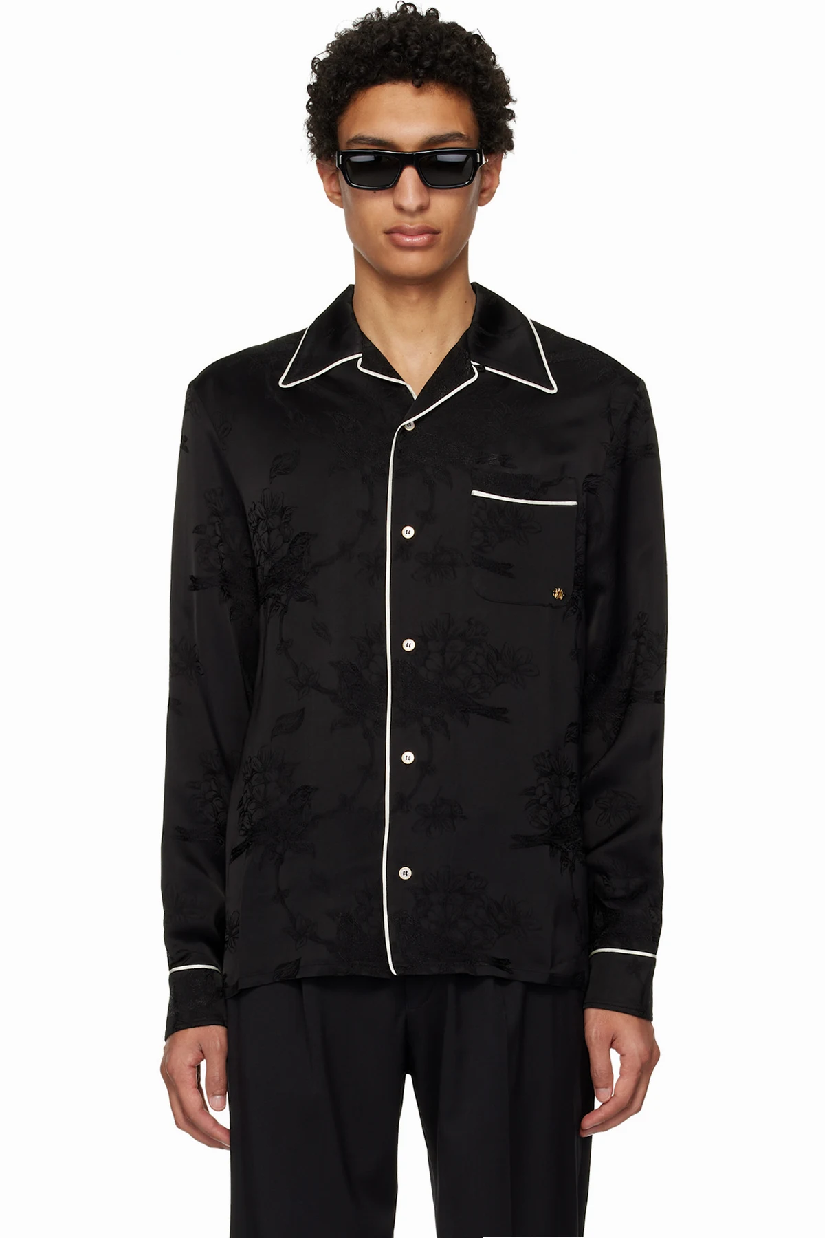 Black Floral Jacquard Shirt