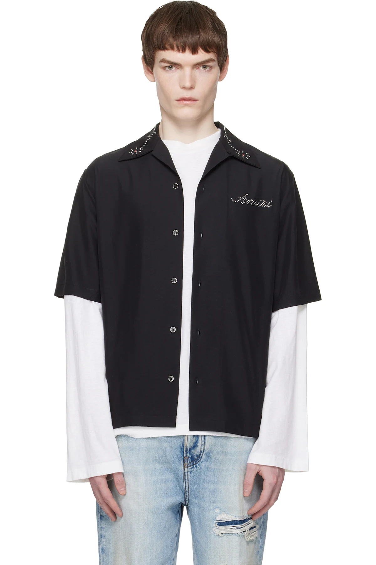 Black 'Amiri' Stud Camp Shirt