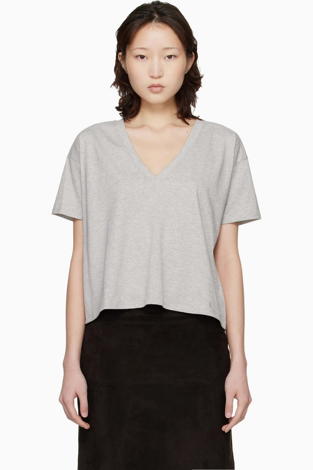 Gray 'Faaa LDS' V-neck T-shirt