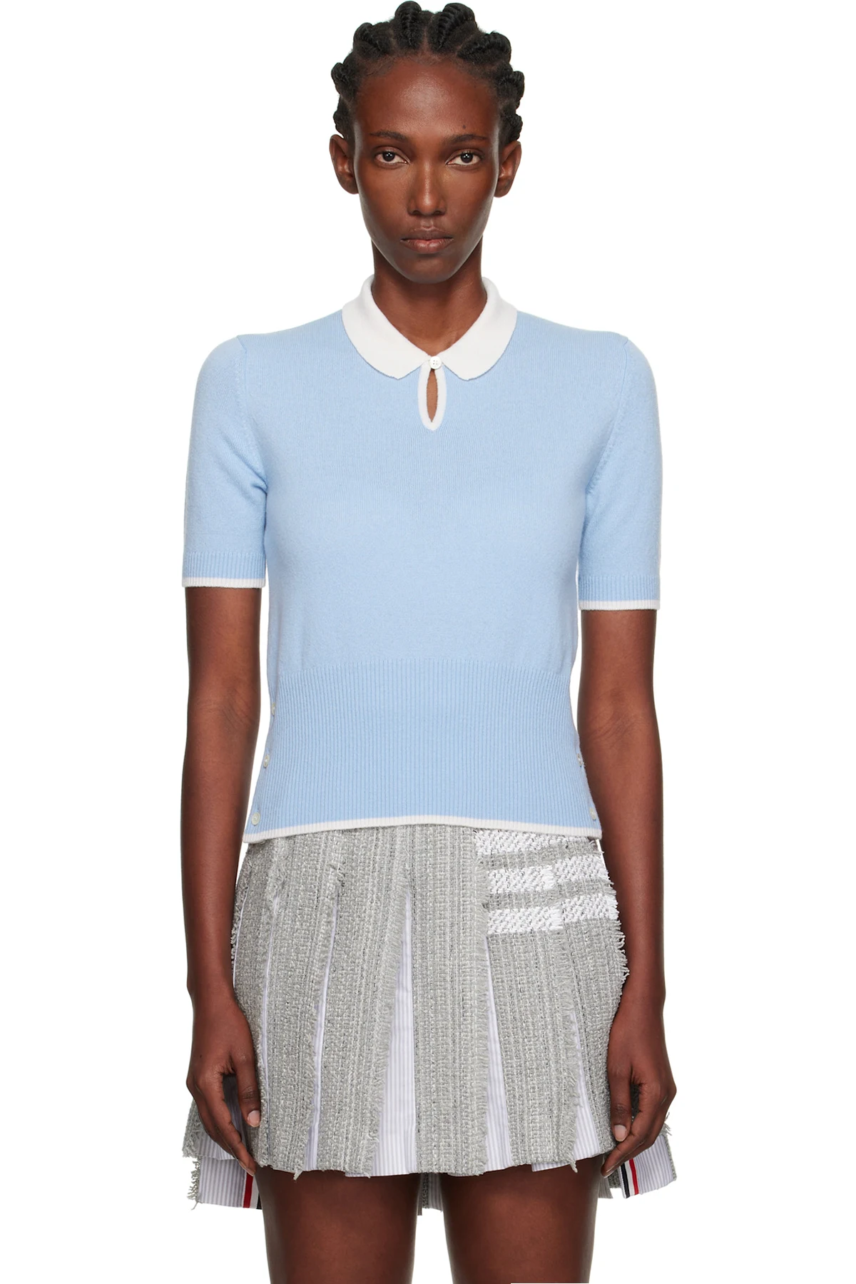 Blue Jersey Stitch Cashmere Polo