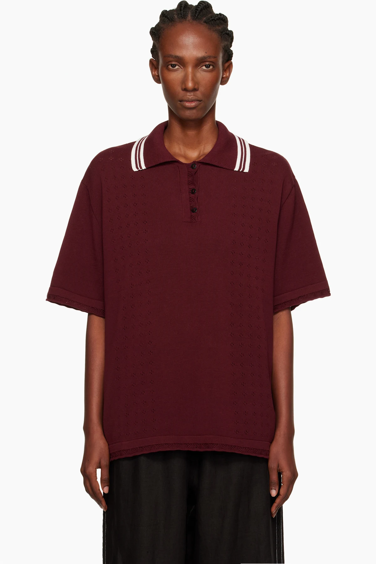 Burgundy Organic Cotton Pointelle Polo