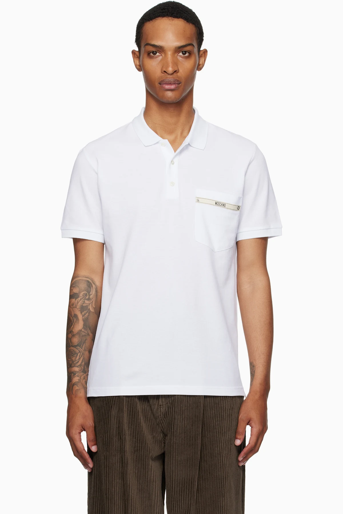 White Moschino Tape Polo
