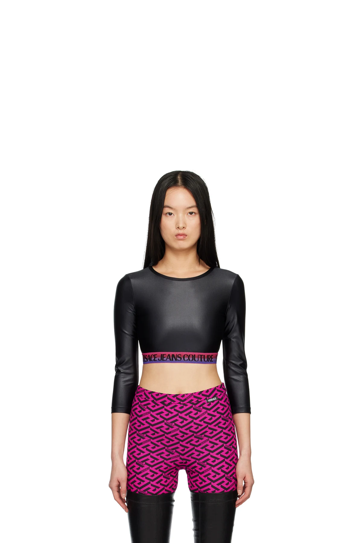 Black Shiny Long Sleeve T-Shirt