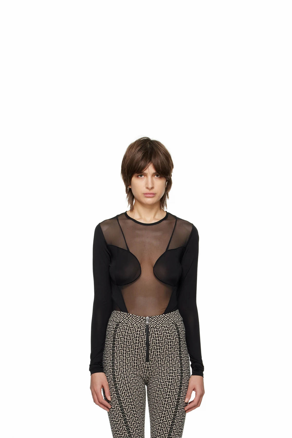 Black Paneled Long Sleeve T-Shirt