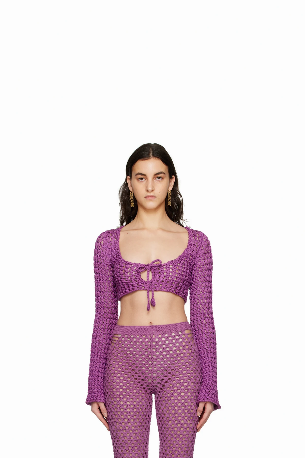 Purple Cropped Long Sleeve T-Shirt