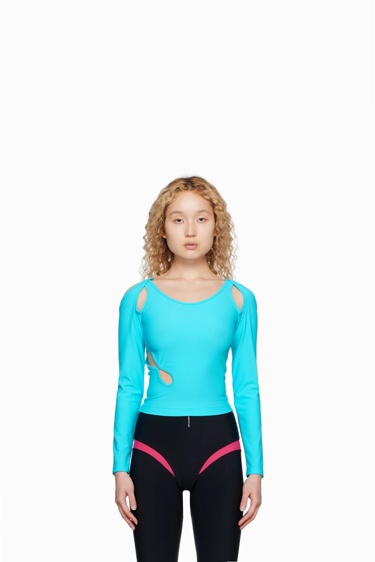 Blue Side Slash Long Sleeve T-Shirt