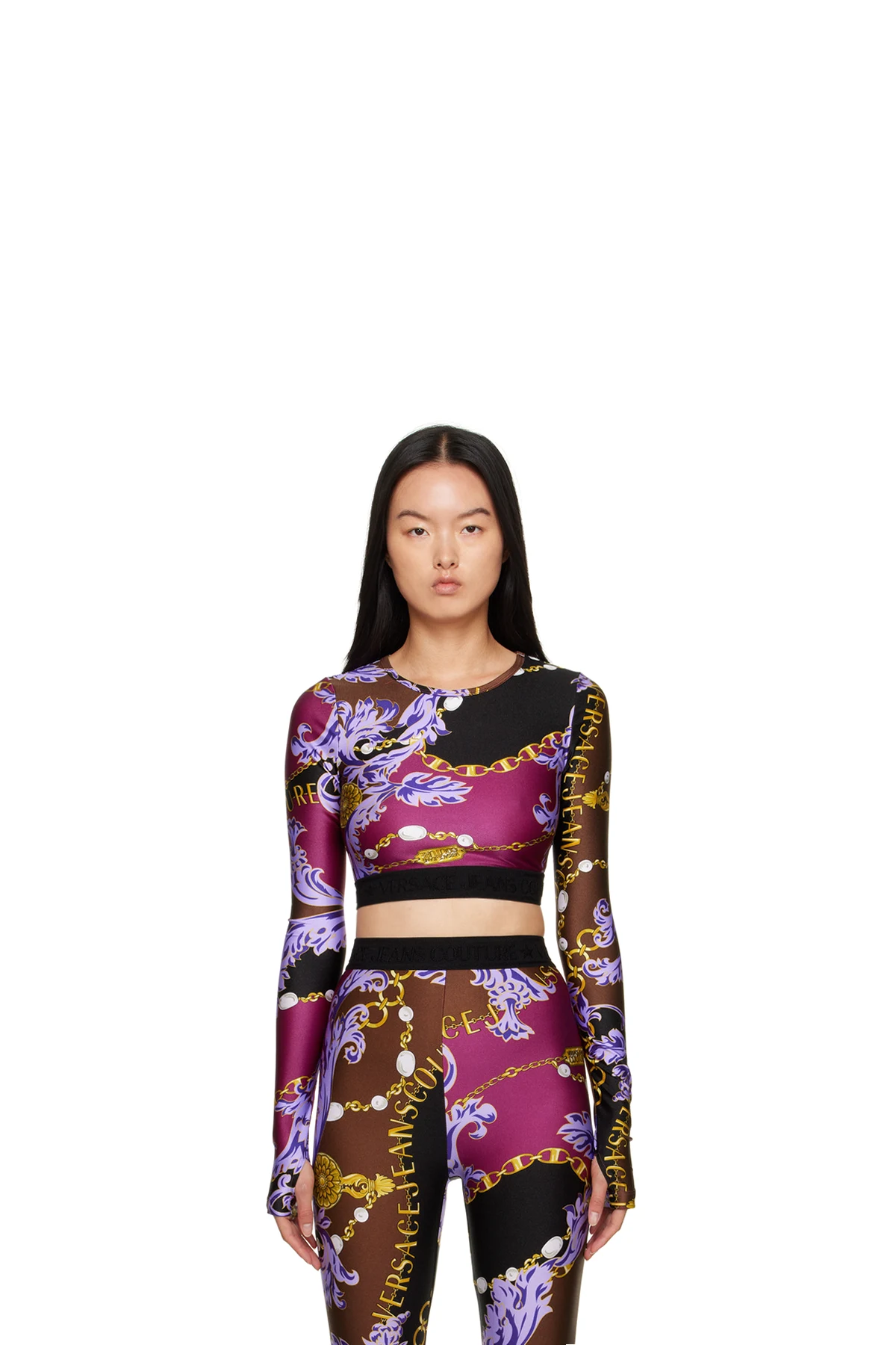 Purple Chain Couture Long Sleeve T-Shirt