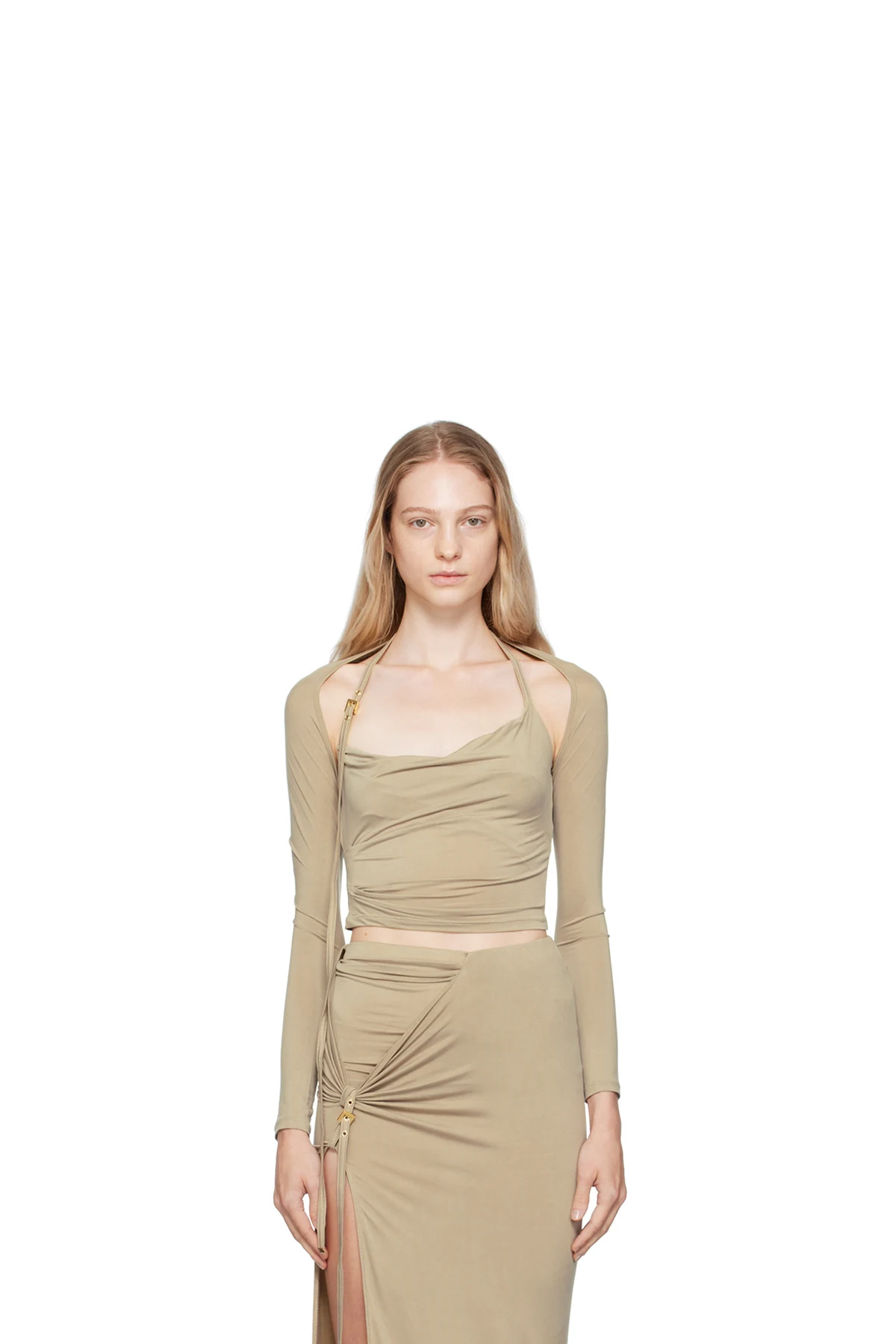 Khaki Le Chouchou 'Le Haut Peplo' Long Sleeve T-Shirt