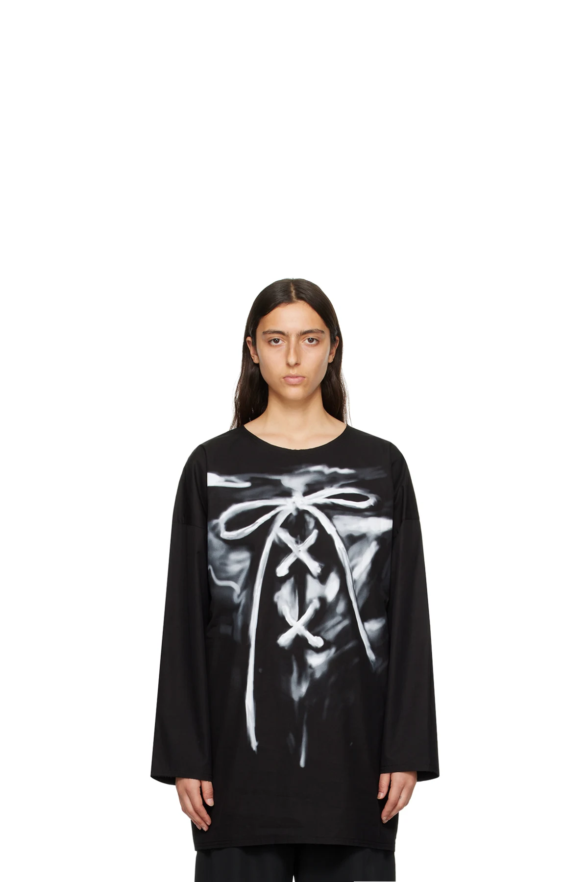 Black Raw Edge Long Sleeve T-Shirt