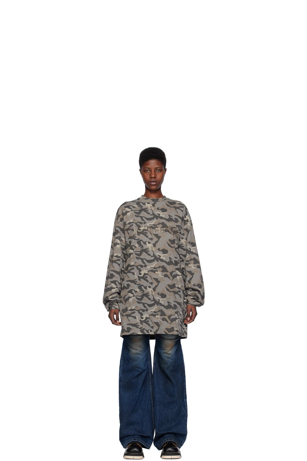 Gray Camouflage Long Sleeve T-Shirt
