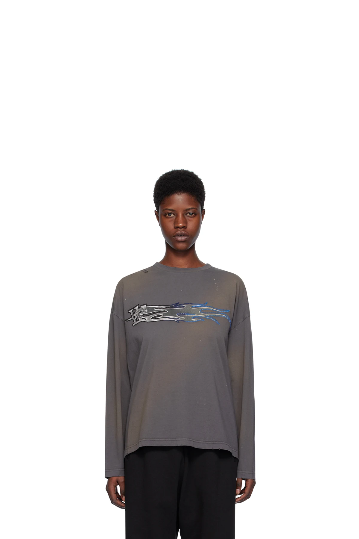 Gray Printed Long Sleeve T-Shirt