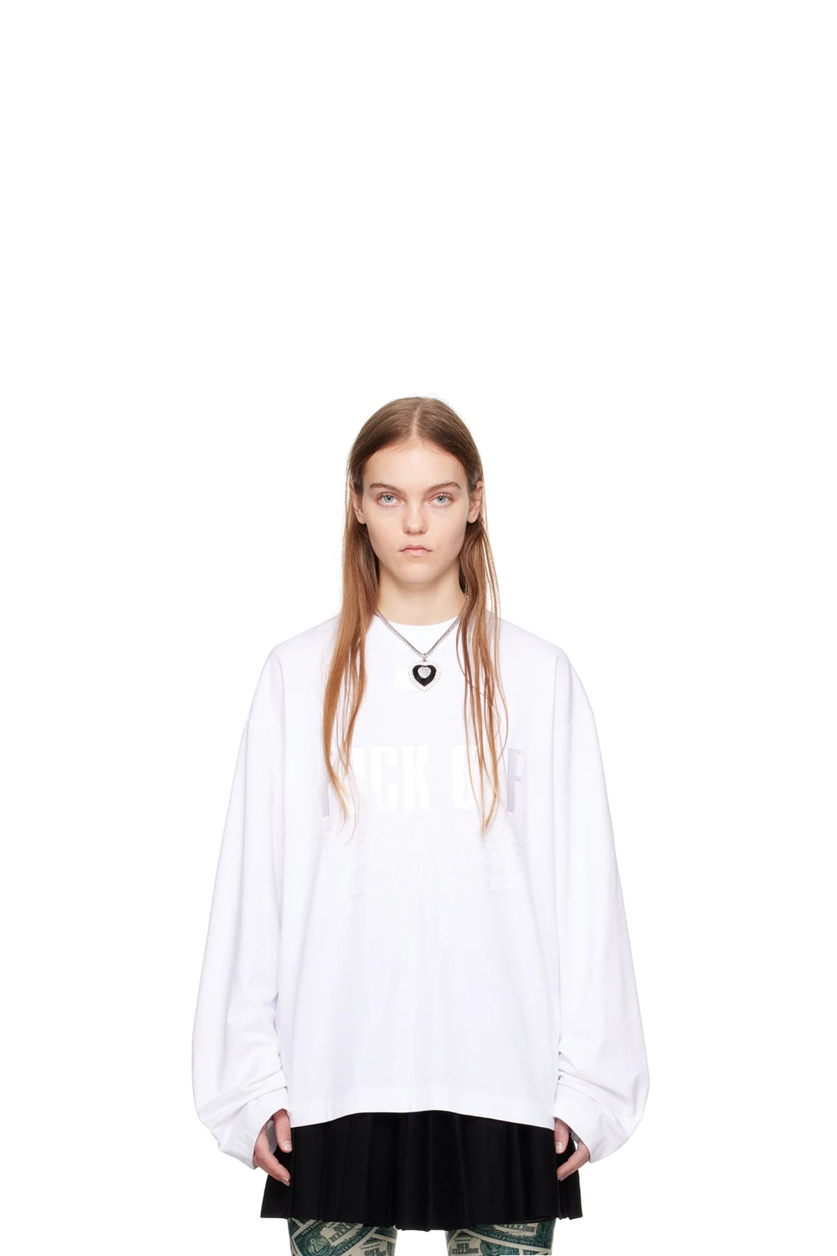 White Embroidered Long Sleeve T-Shirt