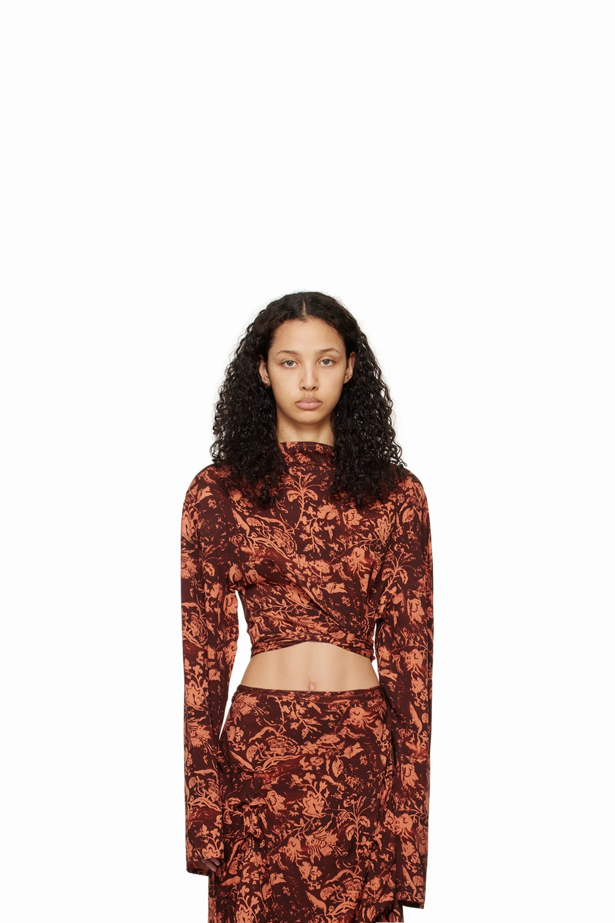 Brown & Orange Asymmetric T-Shirt