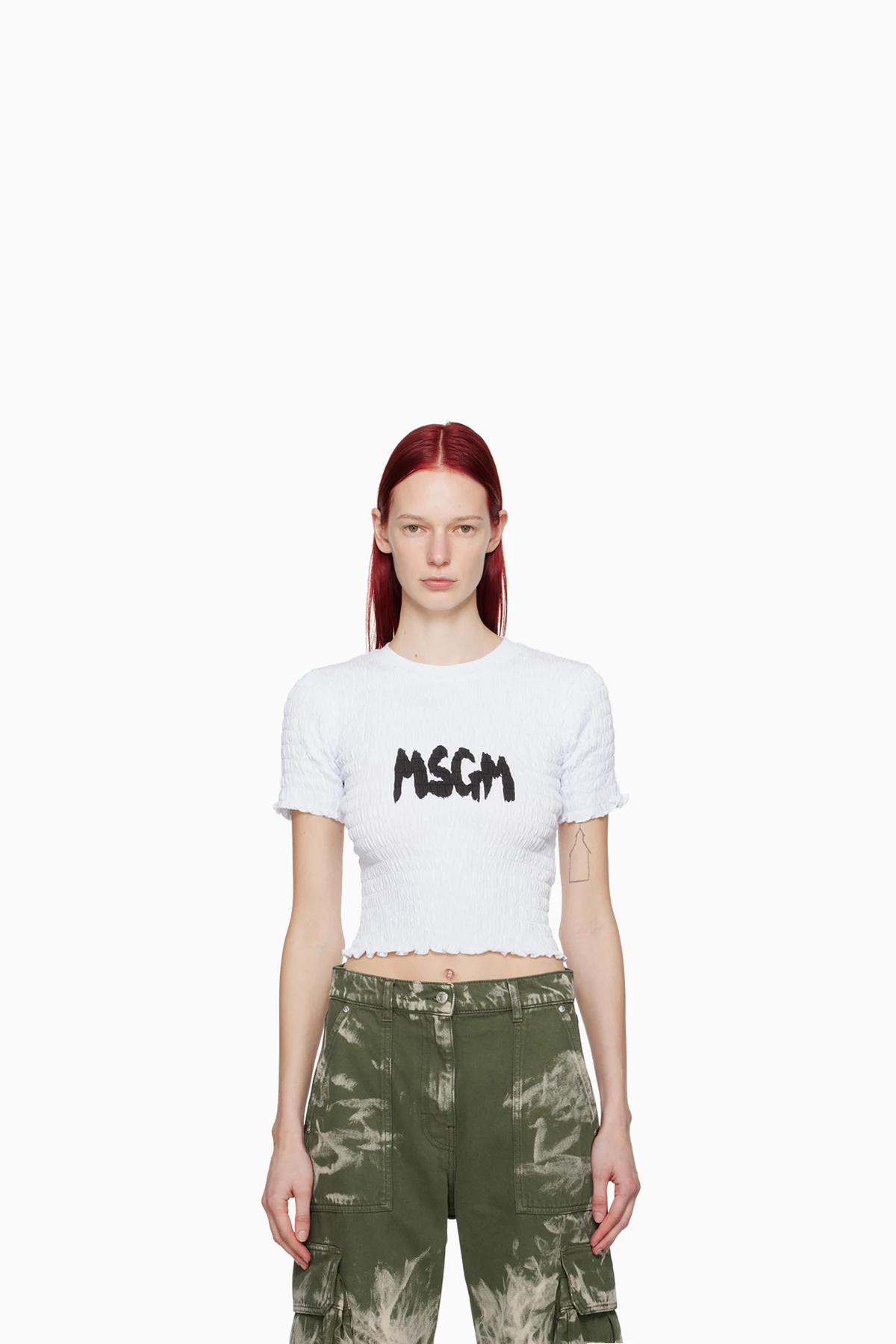 White Shirred T-Shirt