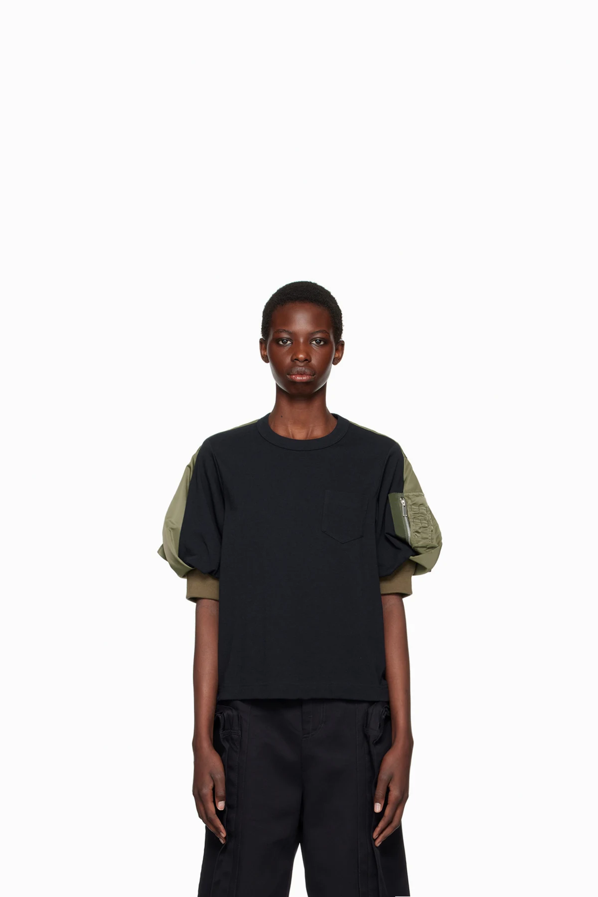 Navy & Khaki Paneled T-Shirt